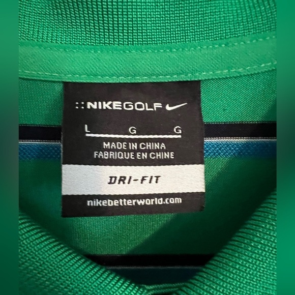 NIKE MENS  GREEN STRIPE STANDARD FIT DRI FIT POLO SHIRT.  SIZE LARGE - Picture 5 of 6